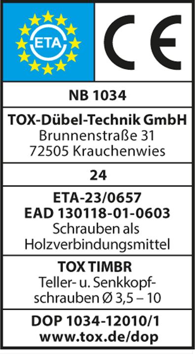 Energie-Label Tox TIMBR 8,0 x 140 TK (50 Stk.) (50 Schrauben pro Stück)