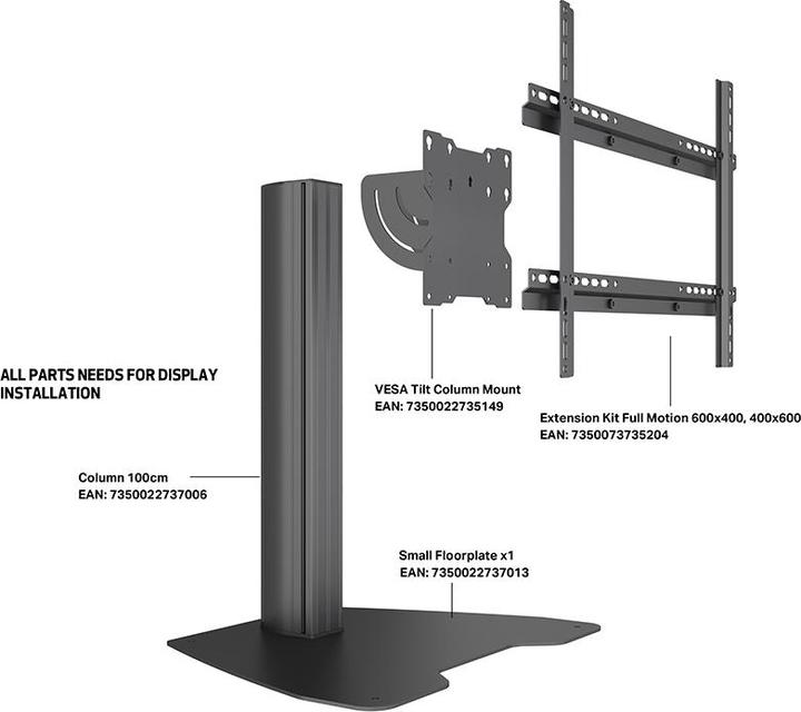 Produktbild Multibrackets Metall Säule zu Pro System, schwarz