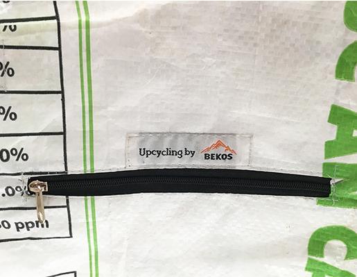 Actual product image Bekos Upcycling - Large Shopper XXL from Recycled Feed Sacks Frog yellow
