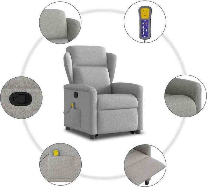 Actual product image VidaXL Massage chair with stand-up aid Cloud grey fabric