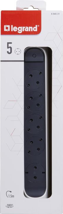 Actual product image Legrand Rotatable power strip 5x socket, 1.5m cable white-black 694531 (5 x, CEE7, 1.50 m)