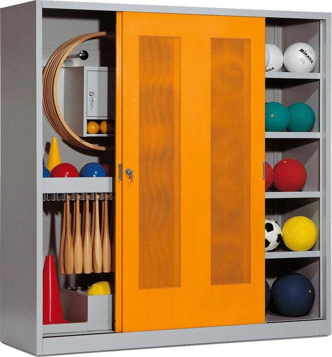 Actual product image C+P Sports equipment locker (HxWxD: 195x190x60 cm, with perforated sliding doors, type 5)