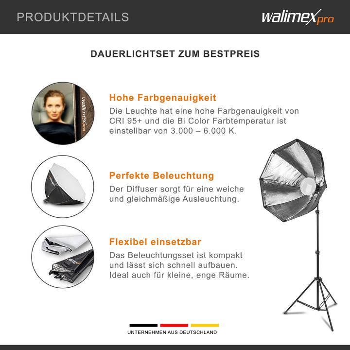 Produktbild Walimex pro LED 60W Octagon Ø65cm Bi Color Kit 1 (Softbox, 65 cm)