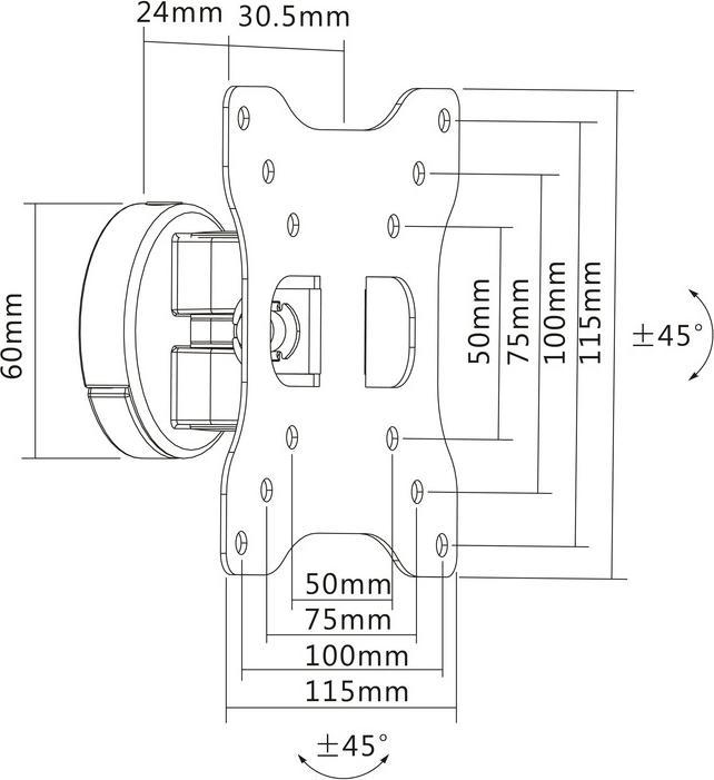 Productafbeelding Multibrackets Muurbeugel tot 32", metaal, zwart, max 15 kg (Muur, 32", 15 kg)