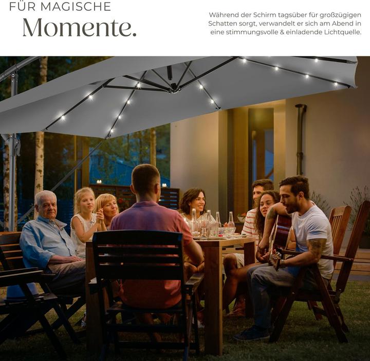 Immagine prodotto tectake Ombrellone Sunna LED-Solar con manovella 2,5 x 2,5 m (2.50 m)