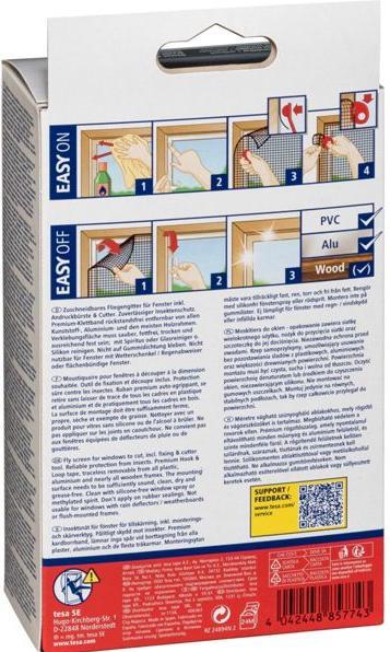 Produktbild tesa Insektenschutz COMFORT für Fenster, mit Klettband, selbstklebend, ohne Bohren (120 x 240 cm)
