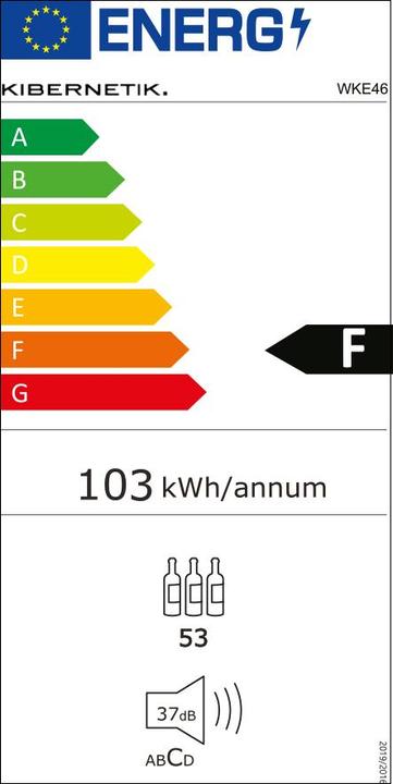 Energie-Label Kibernetik FSP Einbau Weinklimaschrank 46 Flaschen