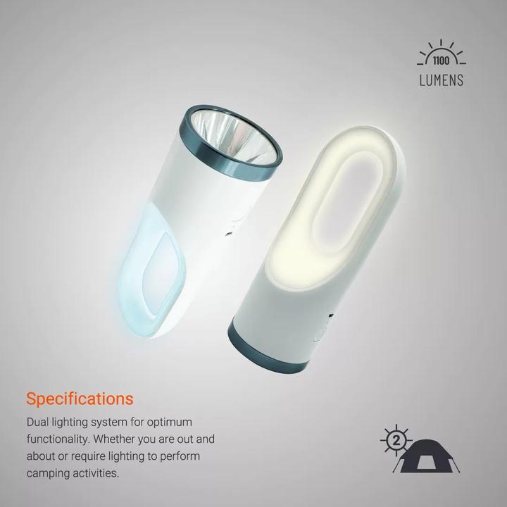 Image du produit Porodo Lampe torche d'extérieur multi-fonctions 2 en 1 1200mAh