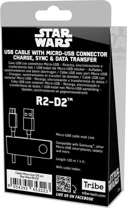 Actual product image Tribe Line - Microusb Cables - 1,2 M (4ft.) - R2-D2 (1.20 m, USB 2.0)