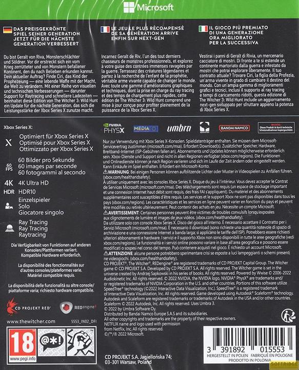 Produktbild The Witcher 3 : Wild Hunt - Complete Edition (Xbox Series X, DE, IT, FR)