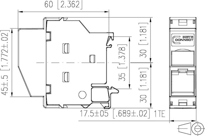Actual product image Metz Connect REGplus IP20 C6A modul 180°M (Network cable)