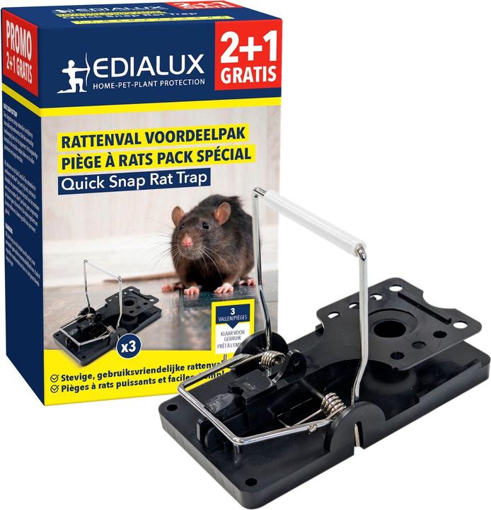 Edialux Quicksnap rattenval, promoverpakking 2+1 stuks