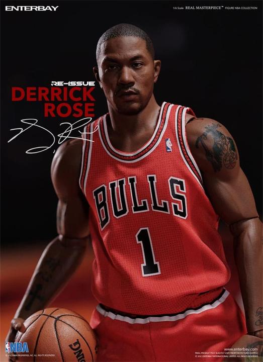 Actual product image Enterbay NBA Collection Real Masterpiece Action Figure 1/6 Derrick Rose Limited Retro Edition 30 cm