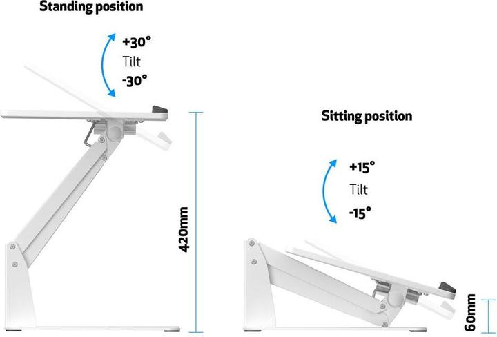 Produktbild Multibrackets Steharbeitsplatz für Laptop/Tablett, weiss, Metall/