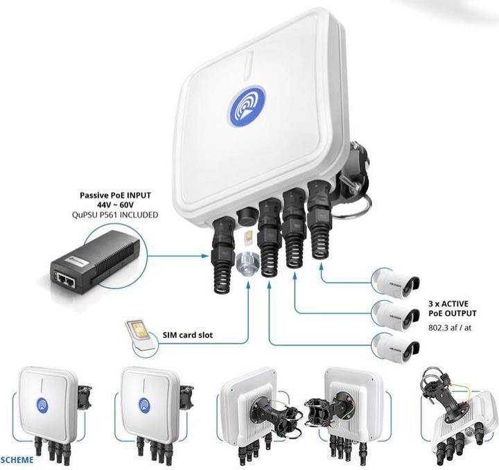 Produktbild Teltonika LTE-Industrierouter QuCam 240SM Outdoor Kit mit PoE+Switch