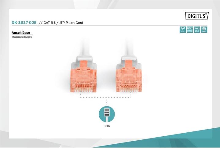 Produktbild Digitus CAT 6 U/UTP Patchkabel - LSZH (U/UTP, CAT6, 2.50 m)