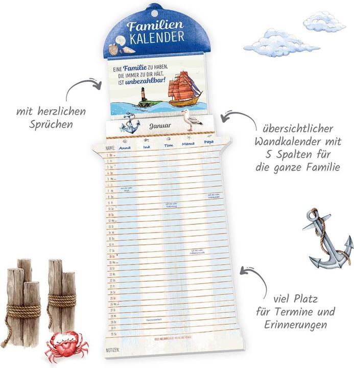 Produktbild Trtsch Formkalender Familienkalender Leuchtturm 2026 (Harter Einband, Deutsch)