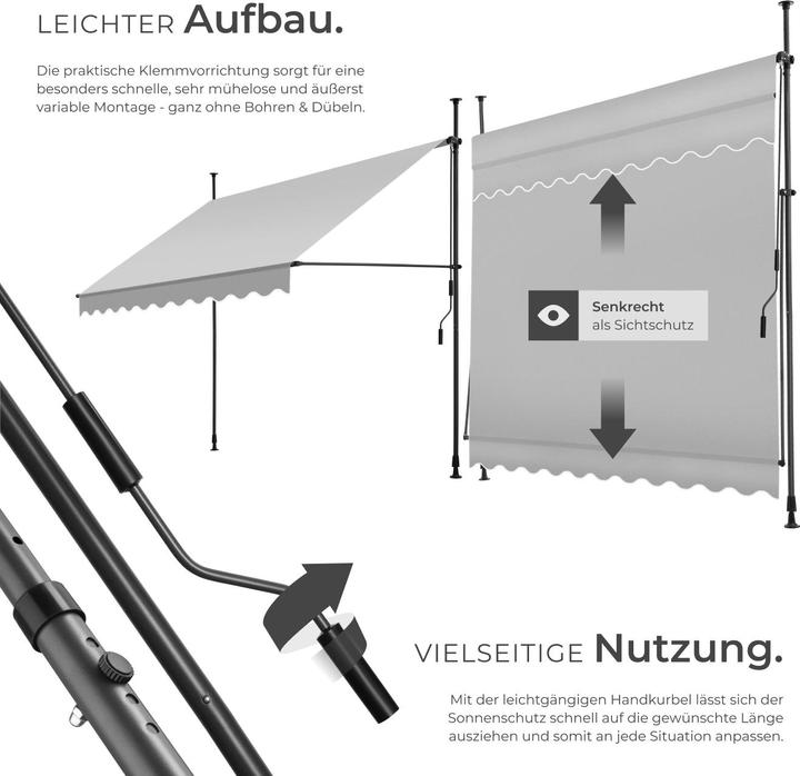 Actual product image tectake Klemmmarkise (2.50 m)