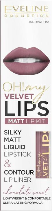 Actual product image Eveline Oh My Lips Liquid Matt Lipstick&Contour Lip Liner Matte And Contour 4.5Ml+1Pc. 13 Brownie (13 Brownie)