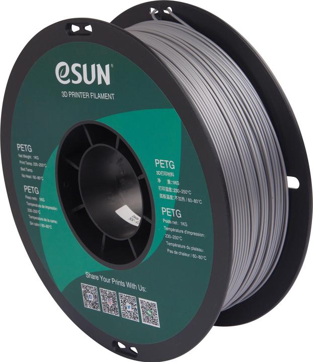 eSUN PETG 1.75mm Solid Silver 1kg 3D Filament (PETG, 1.75 mm, 1000 g, Silver)