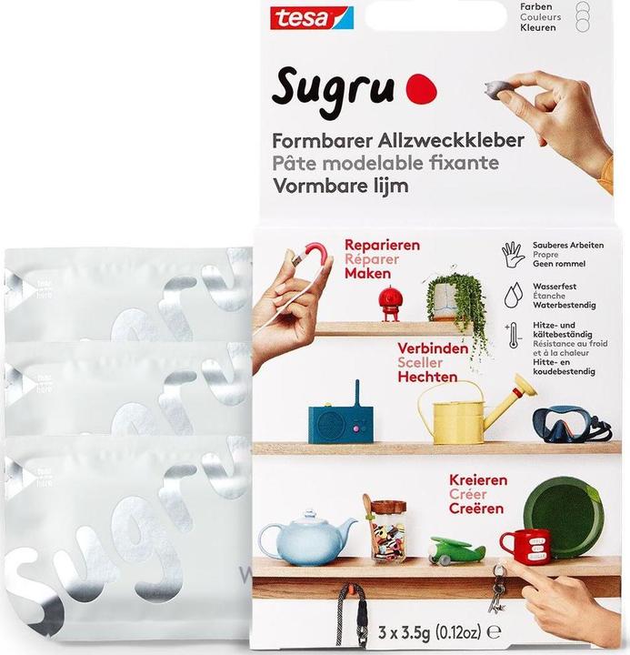 Actual product image Sugru by tesa Sugru 3x mouldable all-purpose adhesive, versatile adhesive putty for decorating, gluing & repairing (10.50 g, 323 ml)