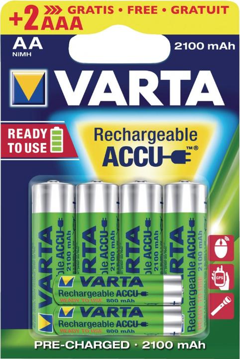 Produktbild Varta 567r2uso Batterie Sonderangebot Ready2Use 4 AA + 2 AAA gratis (6 Stk., AA, AAA, 2100 mAh)