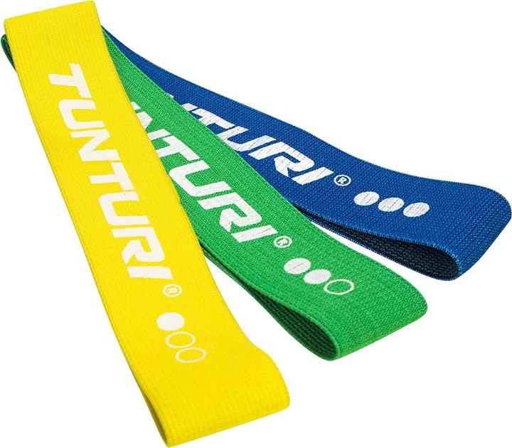 Tunturi Textiles Widerstandsbänder Set 3-teilig Umweltfreundlich (0.64 m, Mittel, Stark, Leicht)