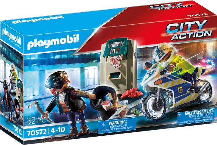 Playmobil Polizei-Motorrad: Verfolgung des Geldräubers (70572, Playmobil City Life)