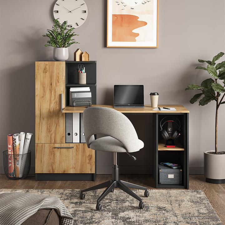 Produktbild Vichy PC-Schrank Tomy, Anthrazit/Goldkraft Eiche, 28.5 x 50 cm,2 Fächer