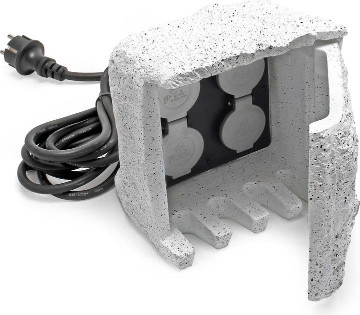 Produktbild Wiltec 4-fach Gartensteckdose Aussensteckdose Steinoptik Outdoor 5m Kabel (4 x, 5 m)