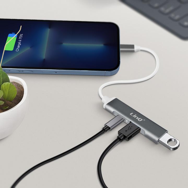 Image du produit LinQ Hub Lightning : 2x USB + 1x Lightning chargement/synchronisation (USB, Lightning)