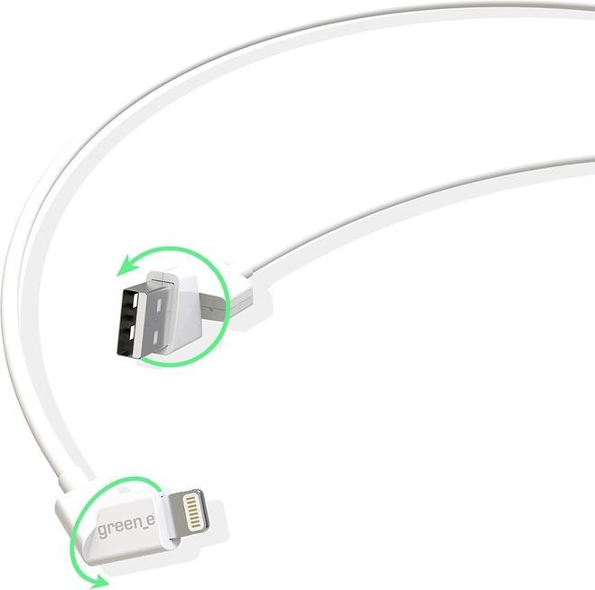 Image du produit Green_e Cable Lightning Mfi Embout Rotatif 1m20 Blanc (1.20 m, USB 2.0)