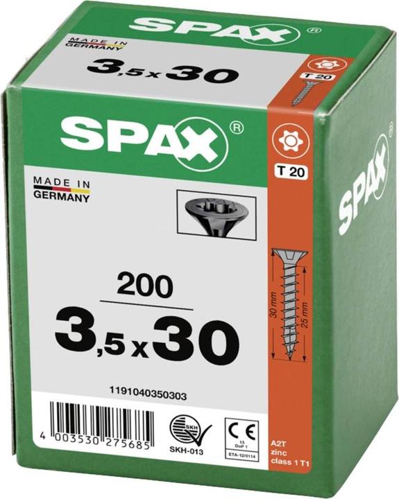 Energie-Label Spax Spanplattenschrauben (200 Schrauben pro Stück)