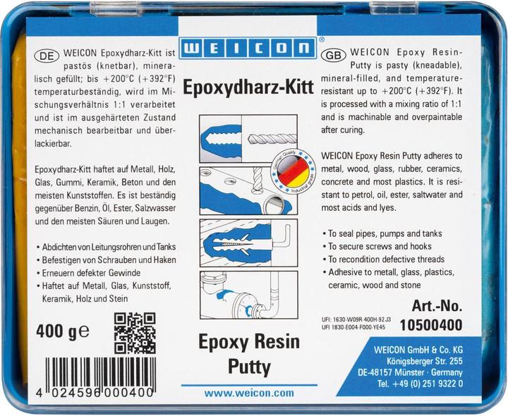 Energie-Label Weicon 10500800 Epoxydharz Kitt 1 Set (800 g)