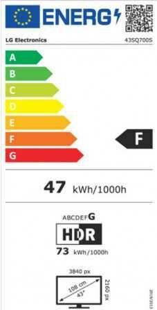 Energie-Label LG Smart Monitor 43SQ700S-W (3840 x 2160 Pixel, 42.50")