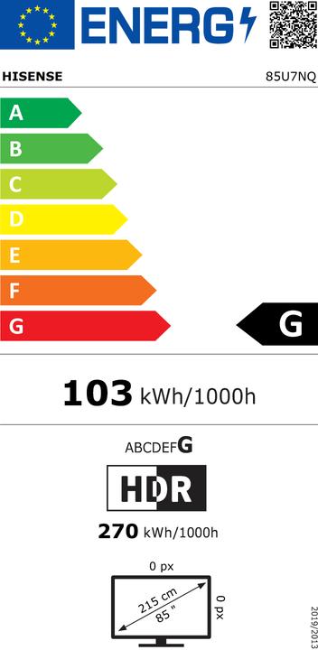 Energie-Label Hisense TV 85U7NQ (85", Mini-LED, LED, UHD, 2023)