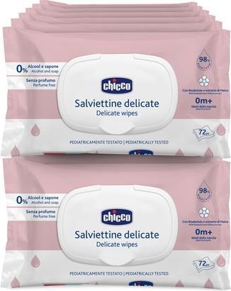 Chicco Reinigungstücher DELICATE, mit Flip Cover,72 Stk. - 0m+ (72 Stück)