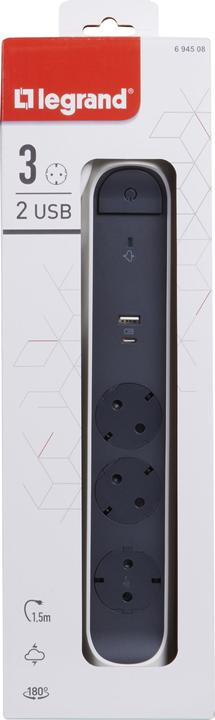 Produktbild Legrand Drehbare Steckdosenleiste, 3-fach Steckdose (3 x, CEE 7/5, 1.50 m)