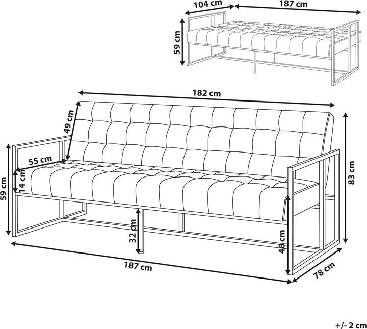 Actual product image Beliani Sofa bed 3-seater velvet fabric emerald green MARSTAL (3-seater)