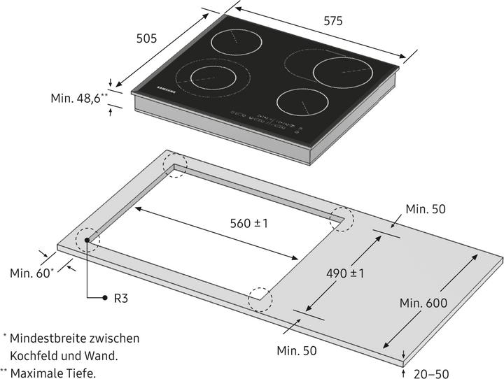 Image du produit Samsung Table de cuisson vitrocéramique autonome 60 cm CTR464NC01/EG