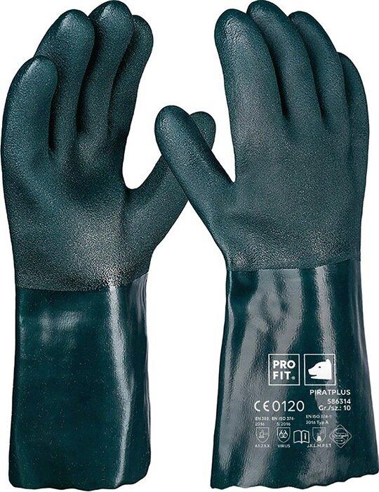 Produktbild Fitzner Chemikalienschutzhandschuh Pirat Gr.10 grün PVC EN388,EN ISO374-1 PSAIII PRO FIT (10)