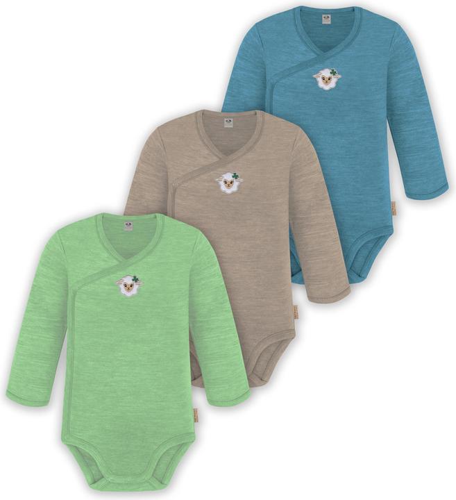 Produktbild Normani 3er Pack Baby Merino Langarm Wickelbody für Junge und Mädchen - 9355 (86)