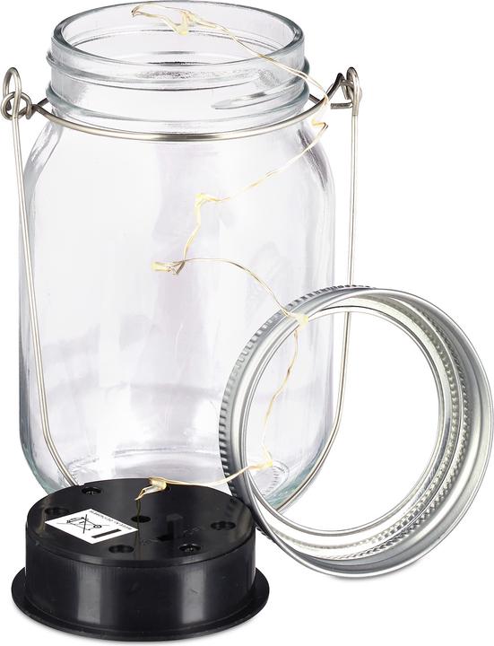 Actual product image Relaxdays Set of 2 LED Solar Mason Jars (9 x 8 x 13 cm, 2 x)