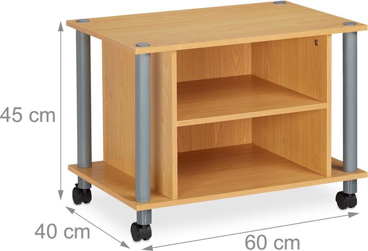 Immagine prodotto Relaxdays Mobile tv con ruote e 2 ripiani (60 x 40 x 45 cm)