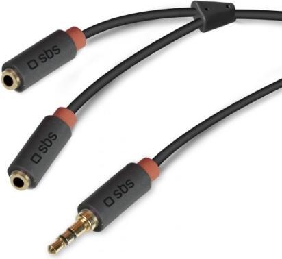 Actual product image SBS Audio stereo cable 3,5mm jack with splitter for mobile and smartphones (0.20 m, 3.5mm jack (AUX))