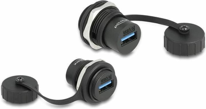 Produktbild Delock USB 3.2 Gen 1 Typ-A Einbaubuchse mit Verschlusskappe IP67 staub- und wasserdicht