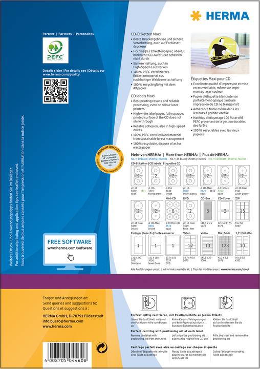 Produktbild HERMA CD Etiketten A4