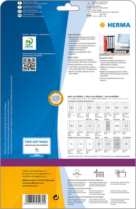 Actual product image HERMA Video labels A4