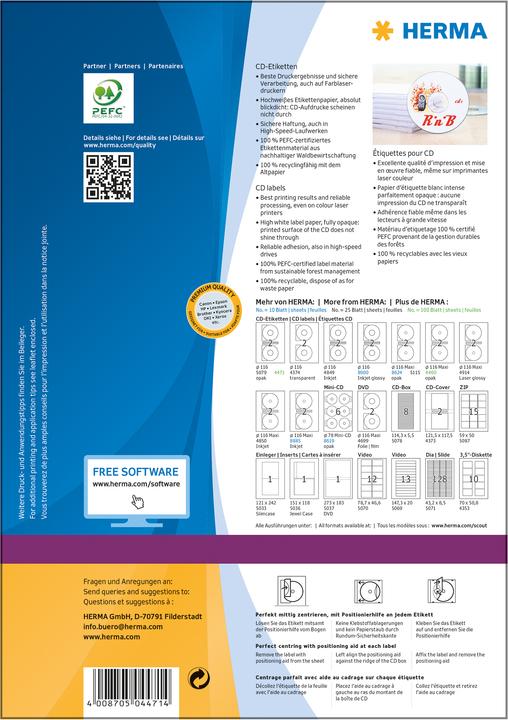 Productafbeelding HERMA CD-etiketten A4