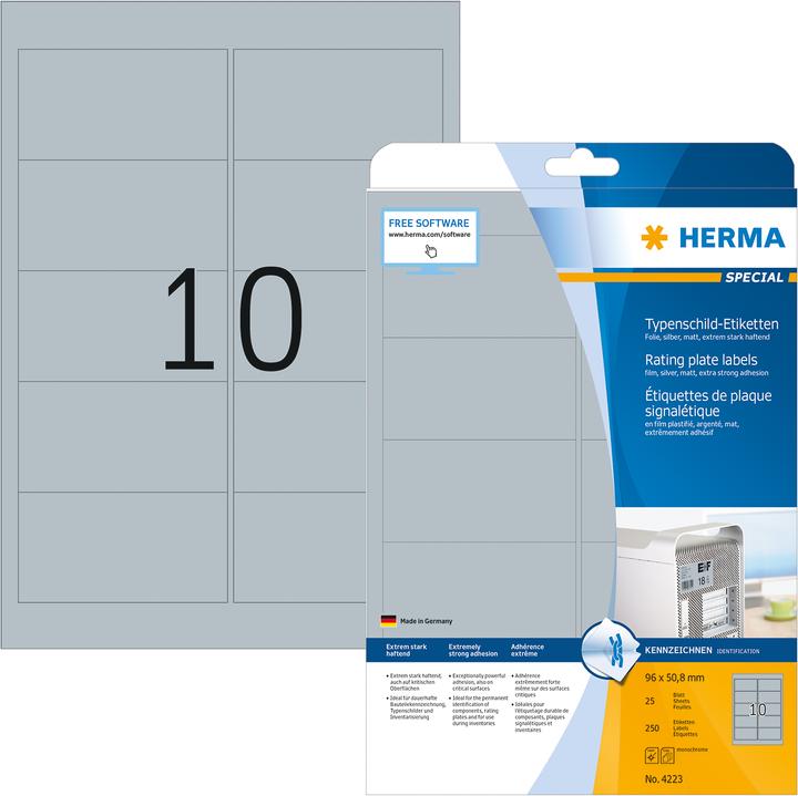 Produktbild HERMA Typenschild Etiketten A4